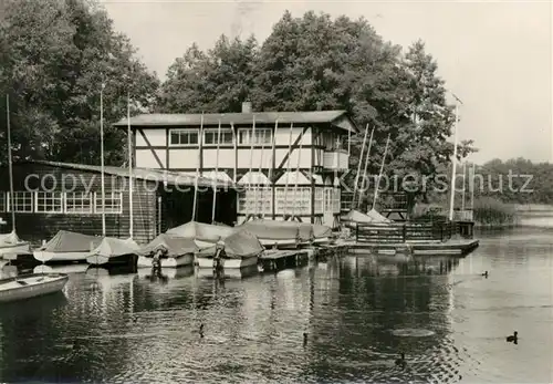 AK / Ansichtskarte Wusterhausen_Dosse Klubhaus der Segler Hafen Segelboote Wusterhausen_Dosse