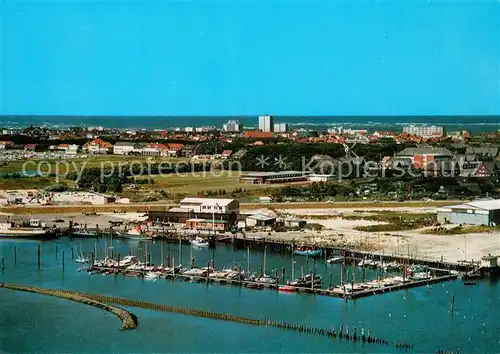 AK / Ansichtskarte Norderney_Nordseebad Fliegeraufnahme Hafen Norderney_Nordseebad