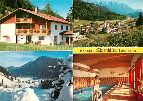 AK / Ansichtskarte Sachrang_Chiemgau Pension Alpenblick Panorama Hallenbad Sachrang Chiemgau