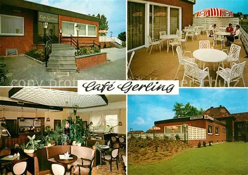AK / Ansichtskarte Bad_Westernkotten Cafe Pension Gerling Terrasse Gastraum Bad_Westernkotten