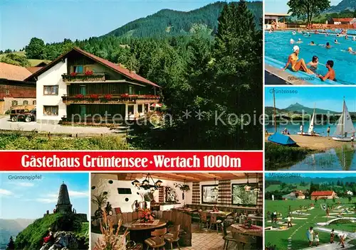 AK / Ansichtskarte Wertach Gaestehaus Gruentensee Gastraum Schwimmbad Gruentensee Minigolfplatz Wertach