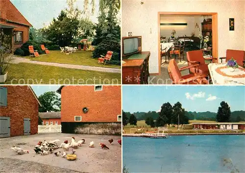 AK / Ansichtskarte Walsrode_Lueneburger_Heide Gartenterrasse Gaststube Huehnerhof See Walsrode_Lueneburger_Heide