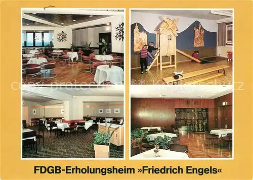 AK / Ansichtskarte Templin FDGB Erholungsheim Friedrich Engels Cafe Kinderspielzimmer Klubkeller Tanzcafe Templin