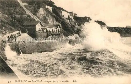 AK / Ansichtskarte Biarritz_Pyrenees_Atlantiques Cote des Basques pur gros temps Biarritz_Pyrenees