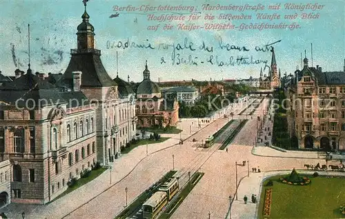 AK / Ansichtskarte Charlottenburg hardenbergstr mit Kgl Hochschule fuer Bildende Kuenste und Kaiser Wilhelm Gedaechtniskirche Charlottenburg