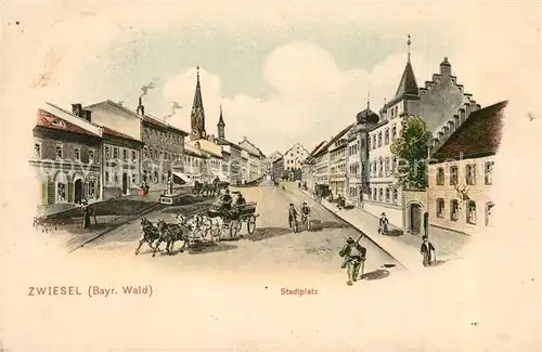 AK / Ansichtskarte Zwiesel_Niederbayern Stadtplatz Zwiesel Niederbayern