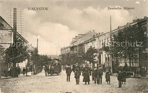 AK / Ansichtskarte Bialystok Deutsche Strasse Pferdebahn Bialystok