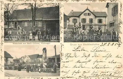 AK / Ansichtskarte Neudorf_Elsass_Village Neuf Wirtschaft zur Stadt Colmar Kirche Pfarrhaus Schulhaus 