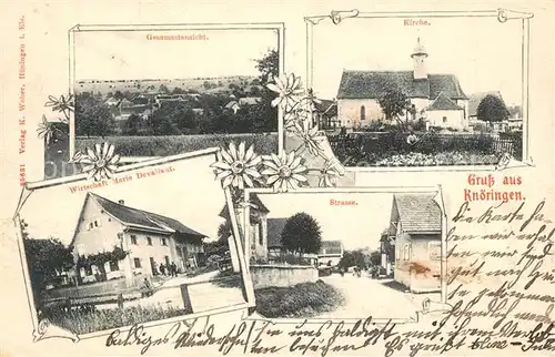 AK / Ansichtskarte Knoeringen_Knoeringue_Elsass Panorama Kirche Wirtschaft Marie Devallant Strasse 