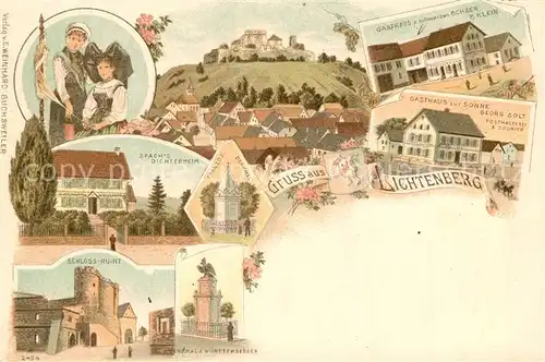 AK / Ansichtskarte Lichtenberg_Saverne Spachs Dichterheim Gasthaus zur Sonne Schloss Ruine Lichtenberg Saverne