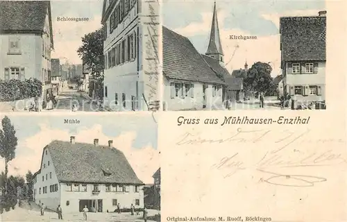 AK / Ansichtskarte Muehlhausen_Muehlacker Schlossgasse Kirchgasse Muehle Muehlhausen_Muehlacker