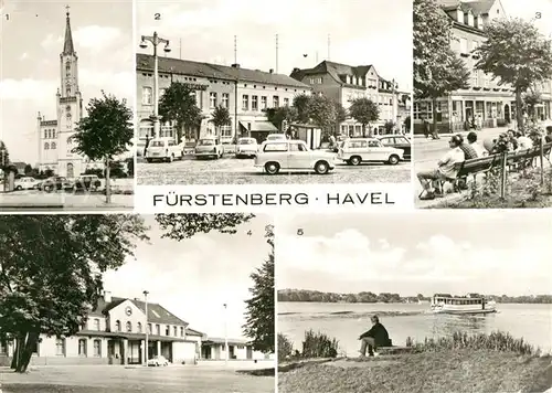 AK / Ansichtskarte Fuerstenberg_Havel Marktplatz Ernst Thaelmann Strasse Bahnhof An der Havel Fuerstenberg_Havel