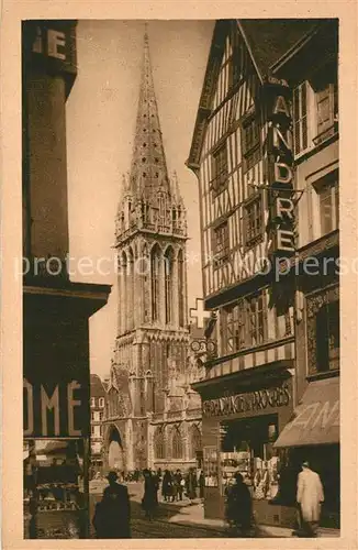 AK / Ansichtskarte Caen Le Clocher de Saint Pierre vue de la rue Saint Jean Caen