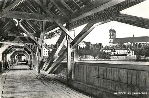 AK / Ansichtskarte Saeckingen_Rhein Gedeckte Rheinbruecke Saeckingen Rhein