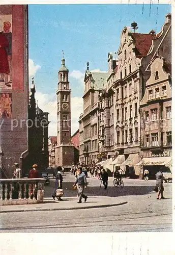 Augsburg Maximilianstrasse mit Rathaus und Perlachturm Augsburg