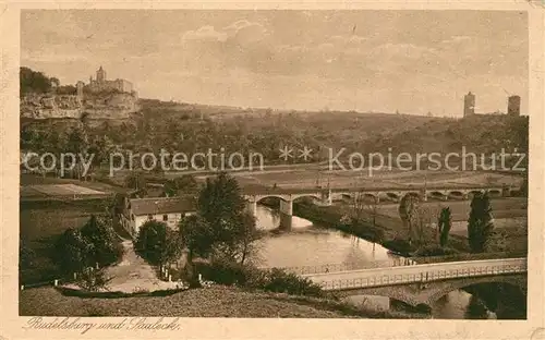 AK / Ansichtskarte Saaleck Panorama Saale Bruecke Rudelsburg Kupfertiefdruck Saaleck