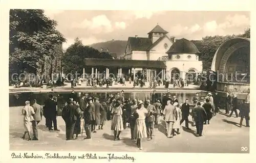 AK / Ansichtskarte Bad_Nauheim Trinkkuranlage mit Blick zum Johannisberg Konzertpavillon Bad_Nauheim