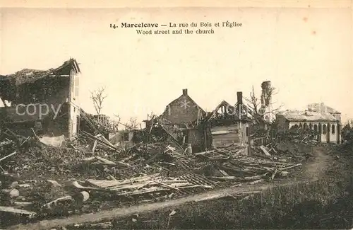 AK / Ansichtskarte Marcelcave La rue du Bois et l Eglise Marcelcave