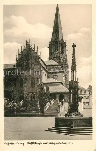 AK / Ansichtskarte Aschaffenburg_Main Stiftskirche Pilgerbrunnen  Aschaffenburg Main