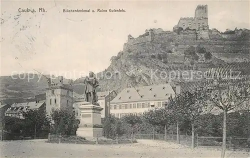 AK / Ansichtskarte Kaub Bl?cherdenkmal Ruine Gutenfels Kaub