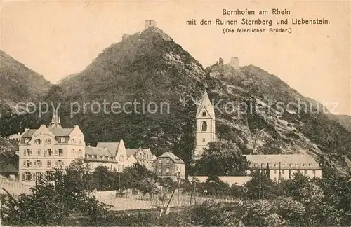 AK / Ansichtskarte Bornhofen_Kamp Ruinen Sternberg und Liebenstein Feindliche Br?der Bornhofen Kamp