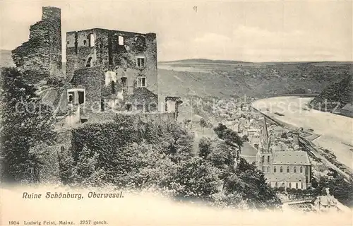 AK / Ansichtskarte Oberwesel_Rhein Ruine Sch?nburg Oberwesel Rhein