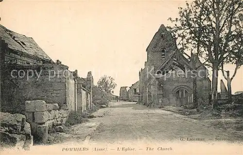 AK / Ansichtskarte Pommiers_Aisne Eglise Ruines Pommiers Aisne