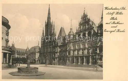 AK / Ansichtskarte Wiesbaden A. H. Platz Rathaus Evangelische Kirche  Wiesbaden