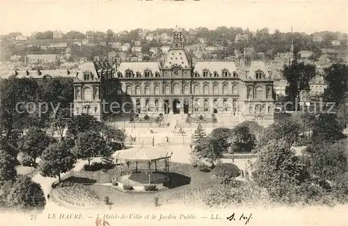 AK / Ansichtskarte Le_Havre Hotel de Ville et Jardin Public Le_Havre