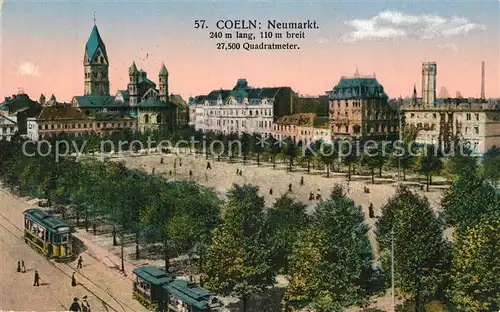 AK / Ansichtskarte Koeln_Rhein Neumarkt Strassenbahn Kirche Koeln_Rhein