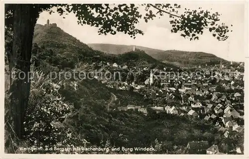 AK / Ansichtskarte Weinheim_Bergstrasse Stadtpanorama mit Wachenburg und Burg Windeck Weinheim_Bergstrasse