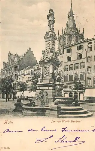 AK / Ansichtskarte Koeln_Rhein Jan von Werth Denkmal Koeln_Rhein