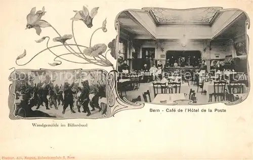 AK / Ansichtskarte Bern_BE Cafe de lHotel de la Poste Wandgemaelde im Billardsaal Bern_BE