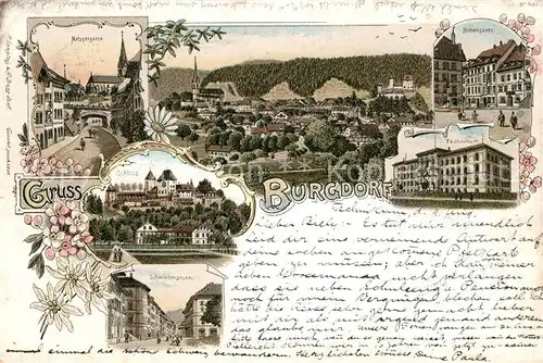 AK / Ansichtskarte Burgdorf_Bern Metzgergasse Schloss Schmiedengasse Hoehengasse Technikum Burgdorf Bern