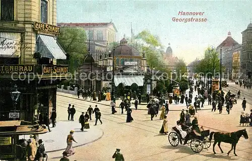 AK / Ansichtskarte Hannover Georgstrsse Cafe Kroepcke Pferdedroschke Hannover