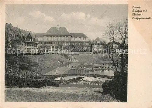 AK / Ansichtskarte Lennep Anlagen mit Roentgen Realgymnasium Lennep