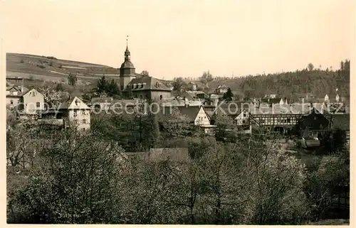 AK / Ansichtskarte Berga_Elster Ortsansicht mit Kirche Berga_Elster