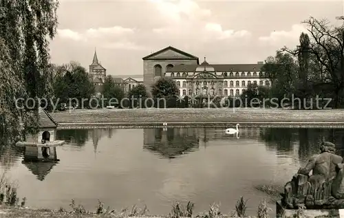 AK / Ansichtskarte Trier Blick zum Kurfuerstlichen Palais und Basilika Schwanenteich Trier