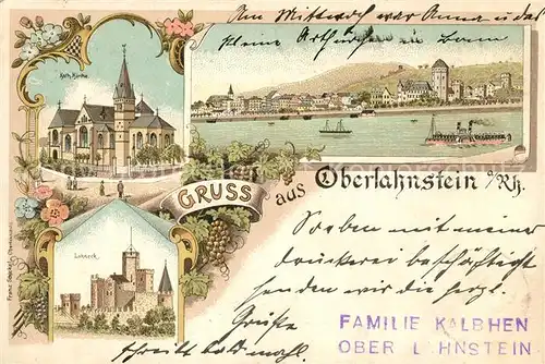 AK / Ansichtskarte Oberlahnstein Kath Kirche Rheinpartie Lahneck Oberlahnstein