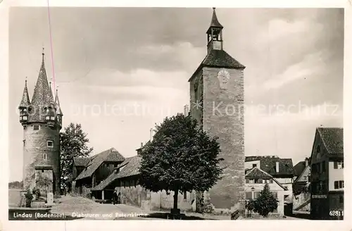 AK / Ansichtskarte Lindau_Bodensee Diebsturm Peterskirche Lindau Bodensee