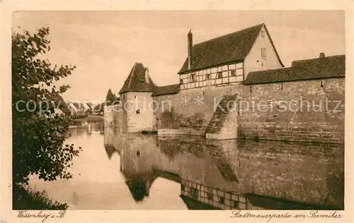 AK / Ansichtskarte Weissenburg_Bayern Partie an der Stadtmauer am Seeweiher Kupfertiefdruck Weissenburg Bayern