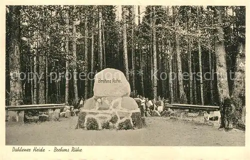 AK / Ansichtskarte Dahlener_Heide Brehms Ruhe Gedenkstein Dahlener_Heide