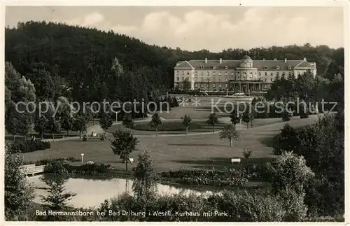 AK / Ansichtskarte Bad_Hermannsborn Kurhaus mit Park Bad_Hermannsborn