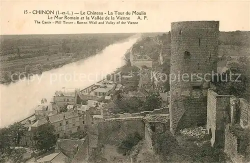 AK / Ansichtskarte Chinon_Indre_et_Loire Chateau Tour du Moulin Mur Romain Vallee de la Vienne Chinon_Indre_et_Loire