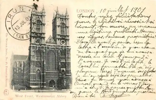 AK / Ansichtskarte London West Front Westminster Abbey London