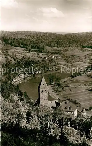 AK / Ansichtskarte Zwingenberg_Neckar Fliegeraufnahme Gasthaus Pension zum Anker Zwingenberg Neckar