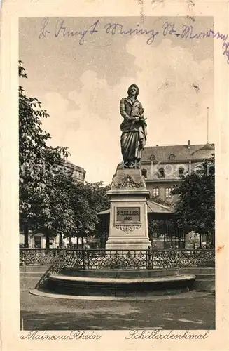 AK / Ansichtskarte Mainz_Rhein Schillerdenkmal Mainz Rhein