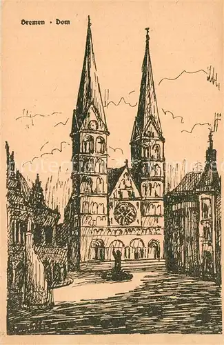 AK / Ansichtskarte Bremen Dom Kirche K?nstlerkarte Bremen