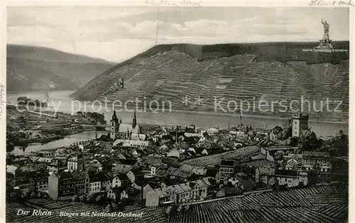 AK / Ansichtskarte Bingen_Rhein Rhein mit Nationaldenkmal Bingen Rhein