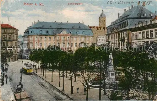 AK / Ansichtskarte Mainz_Rhein Schillerplatz Strassenbahn Mainz Rhein